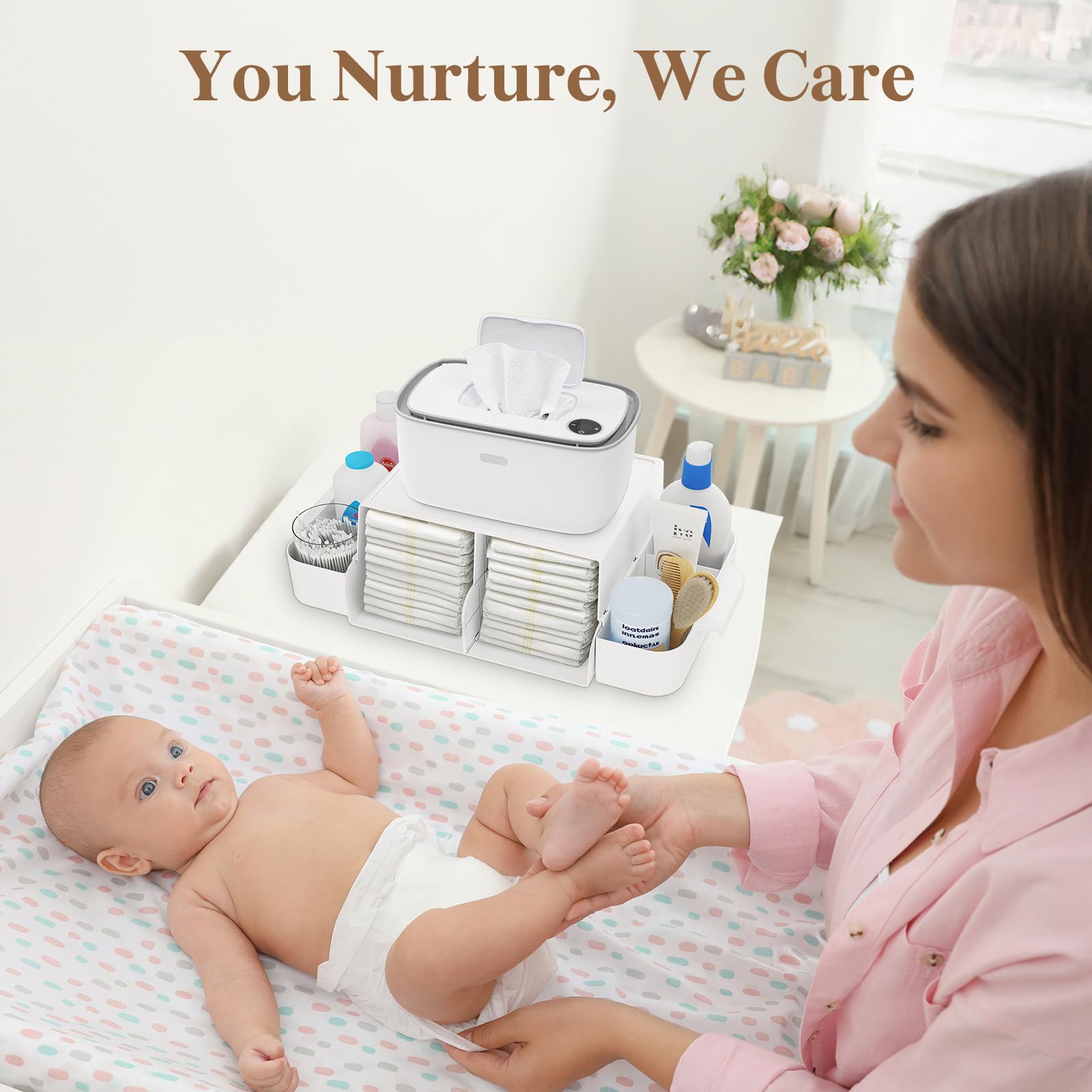 Lifewit diaper caddy easy-clean surface simplifies maintenance.