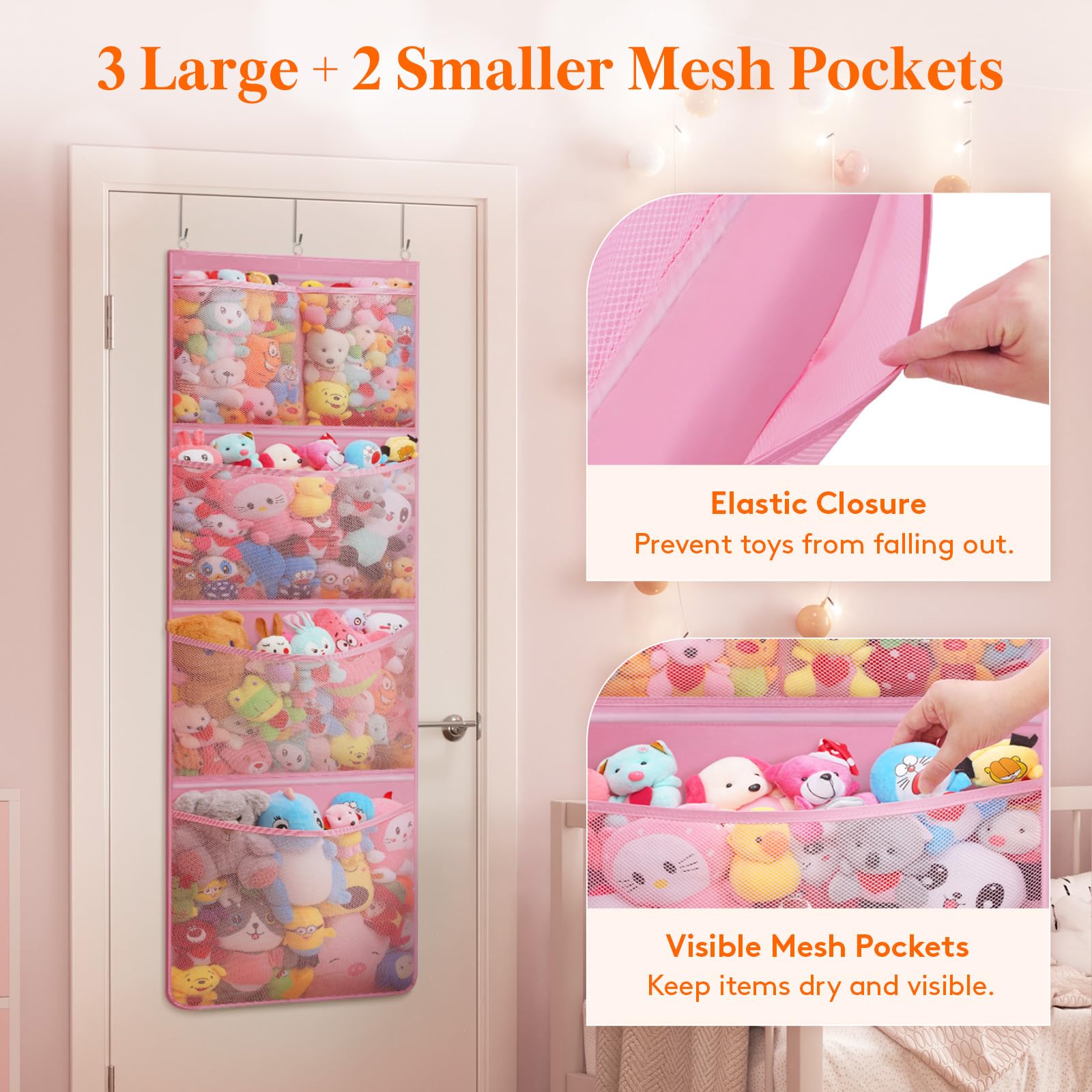 Lifewit stuffed-animal-storage 4-support-rods reinforce structure and minimize sag