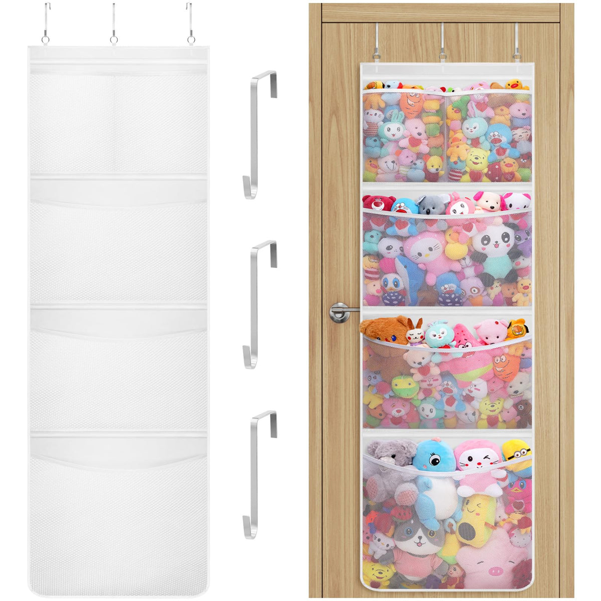 Lifewit stuffed animal storage door-setup shows quick-install design for nursery organization.