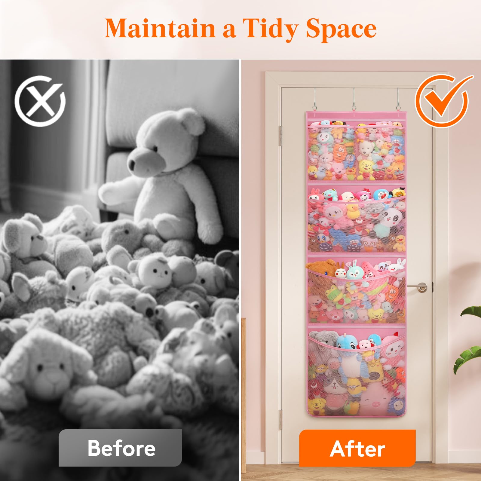 Lifewit stuffed-animal-storage easy-setup enables quick door hanging