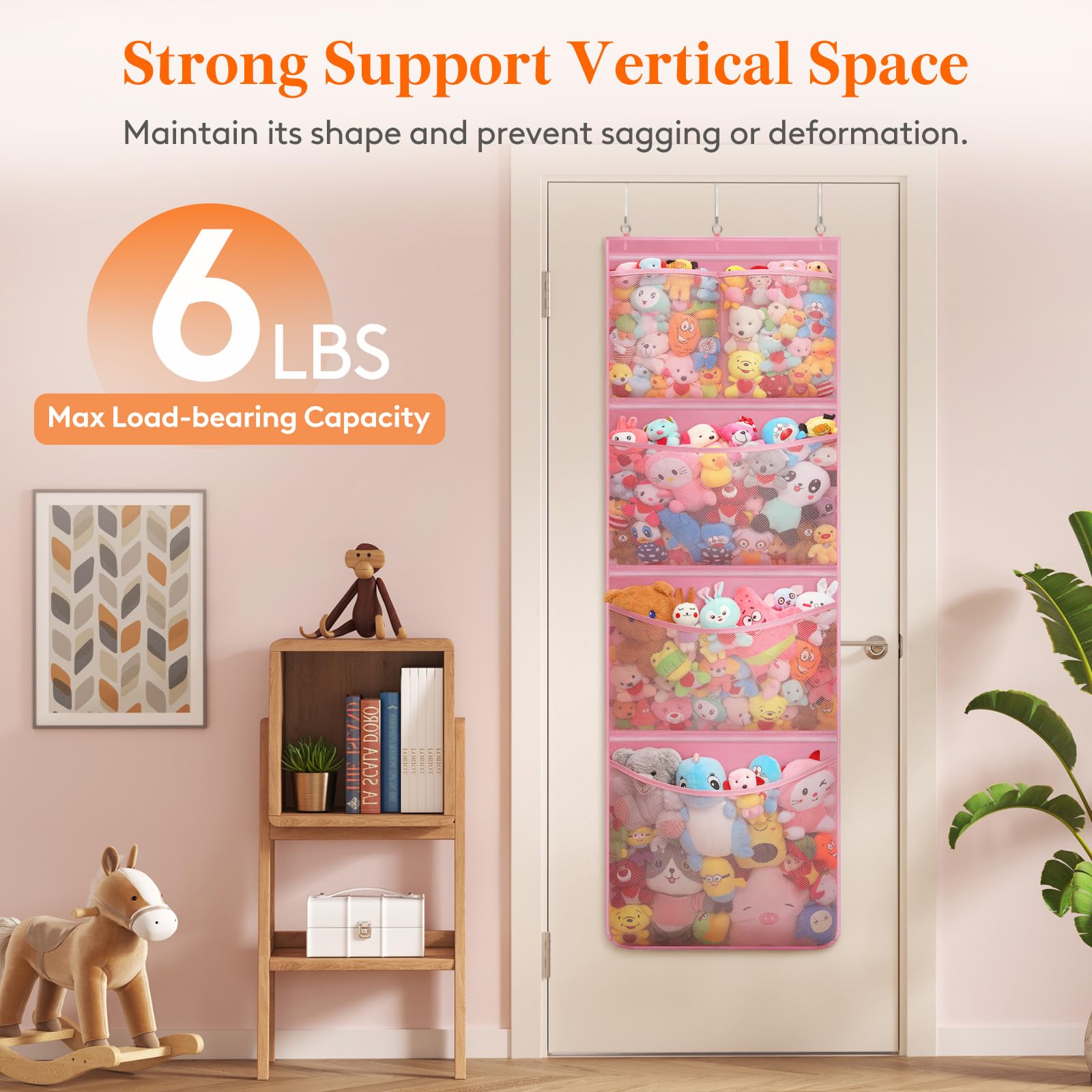 Lifewit stuffed-animal-storage mesh-pockets provide visible, breathable toy storage for easy access