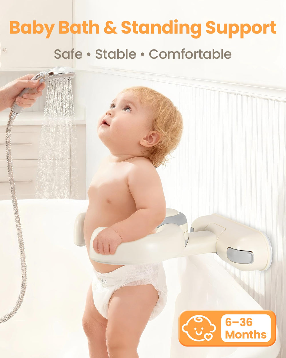 LIFVCNT Baby Shower Stand folded-flat storage for compact bathroom