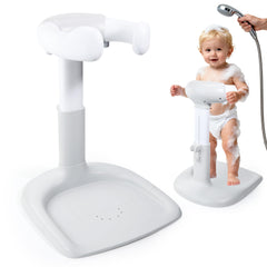 LIFVCNT baby shower stand front view in gray, sturdy and comfortable for bath time