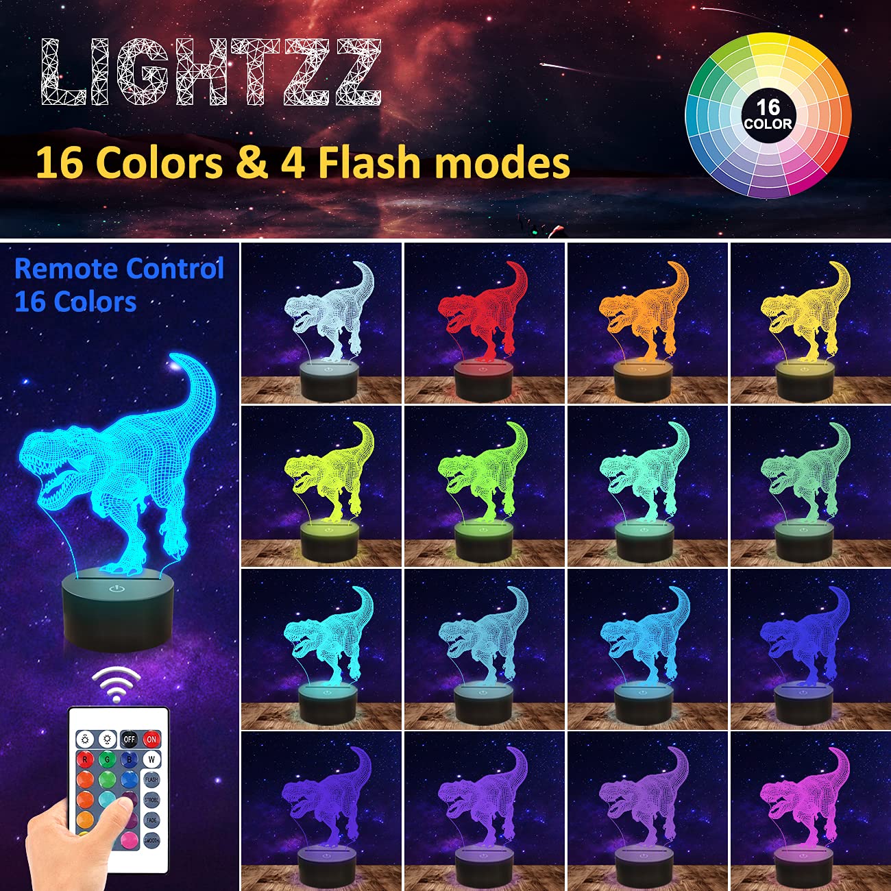 Lightzz dinosaur 3D T-Rex acrylic sheet creates immersive 3D illusion.