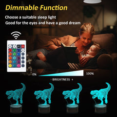 Lightzz dinosaur 3D T-Rex night light USB-powered option for flexible use.