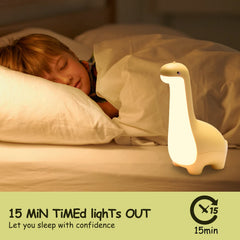 Ligitive dinosaur night light brightness control; flicker-free glow for eyes