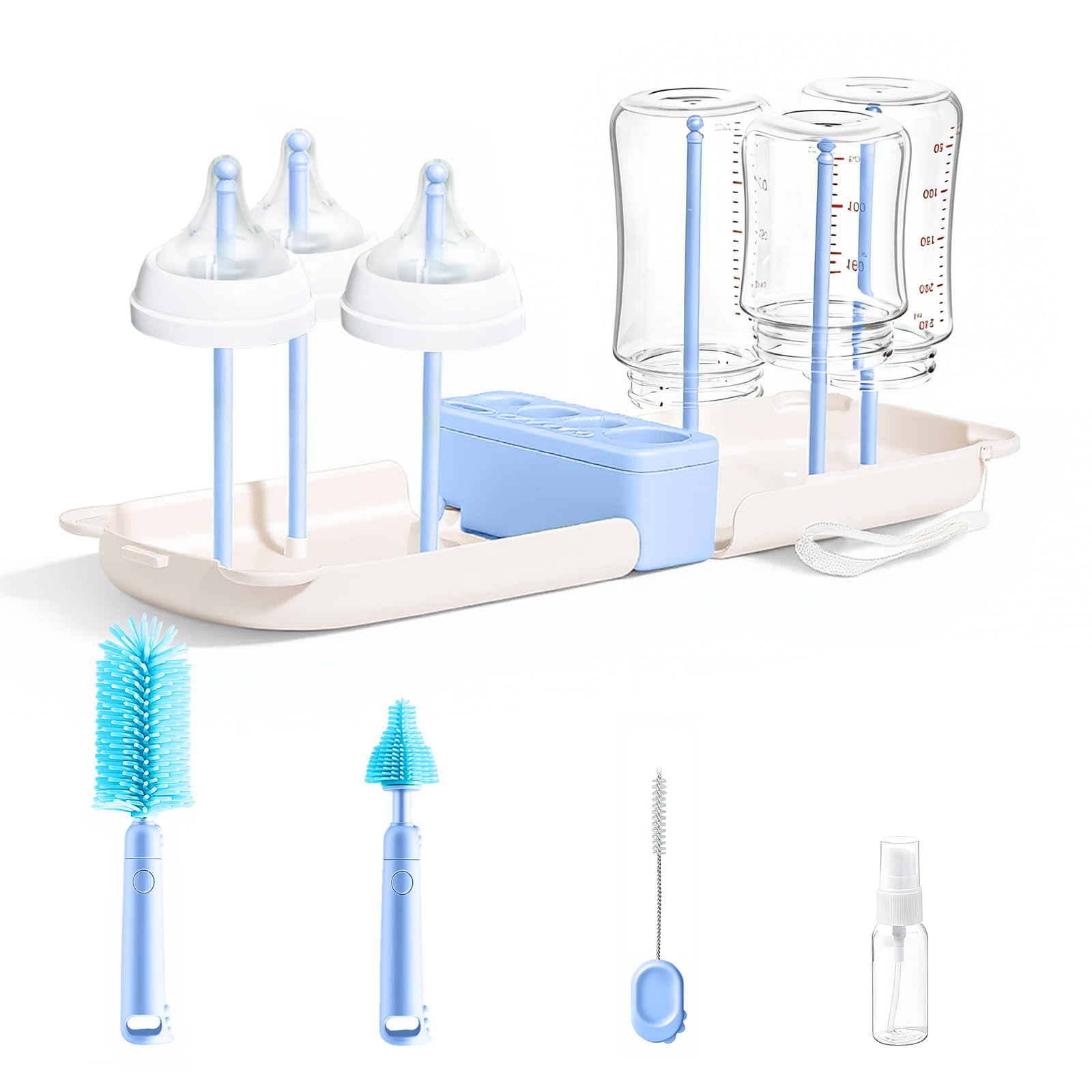 Lijroavy 7-in-1 bottle brush with extended reach for bottles.