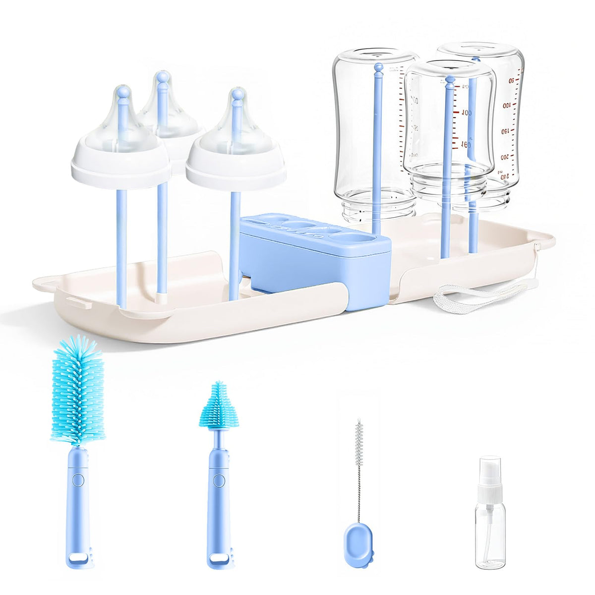 Lijroavy 7-in-1 bottle brush with extended reach for bottles.