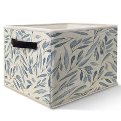 Likjad Bluw boho floral storage bin folded for compact organization.
