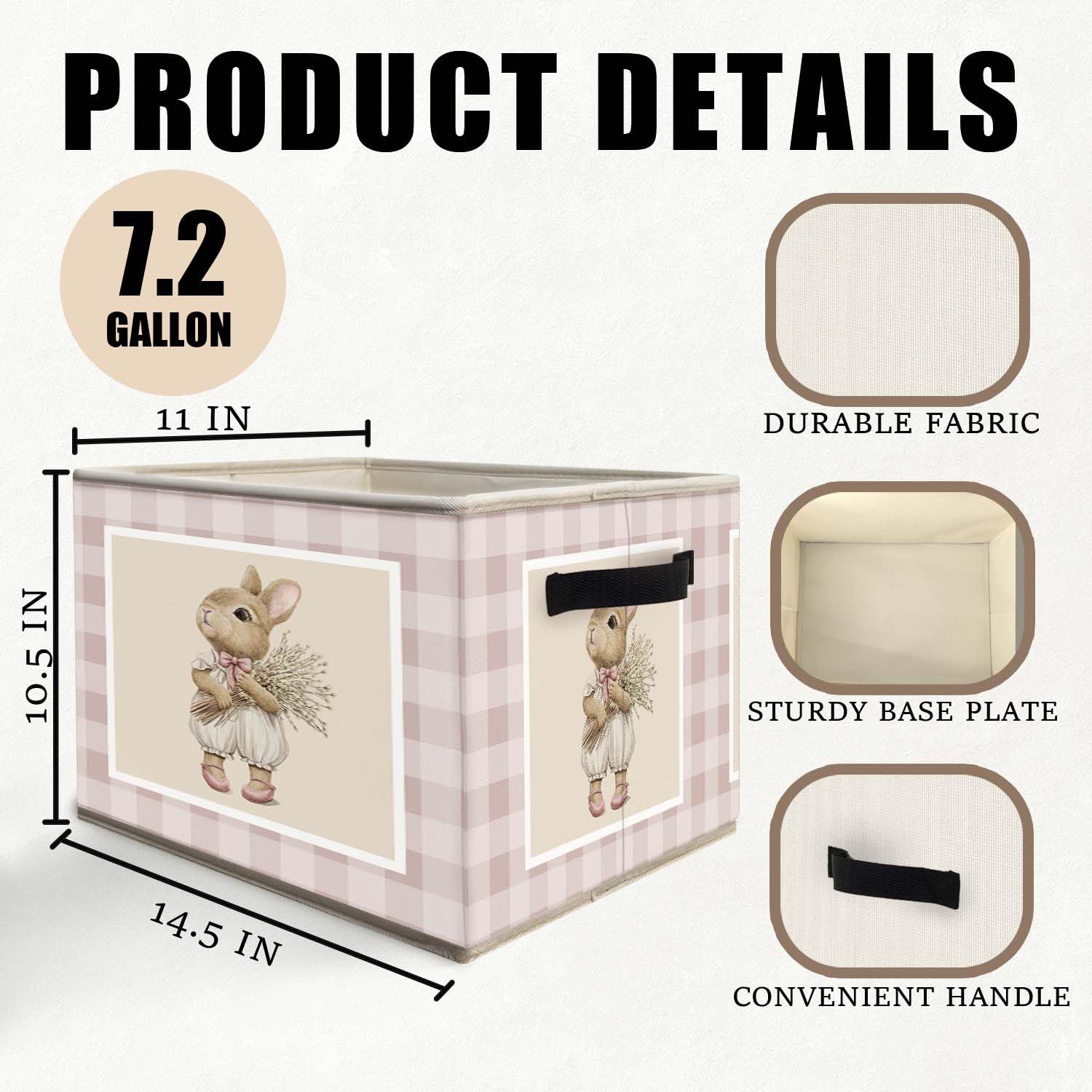 Likjad Bunny Storage Bin with items showcases easy collapsible storage and quick access.