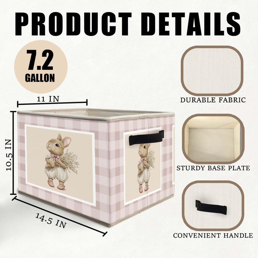 Likjad Bunny Storage Bin with items showcases easy collapsible storage and quick access.