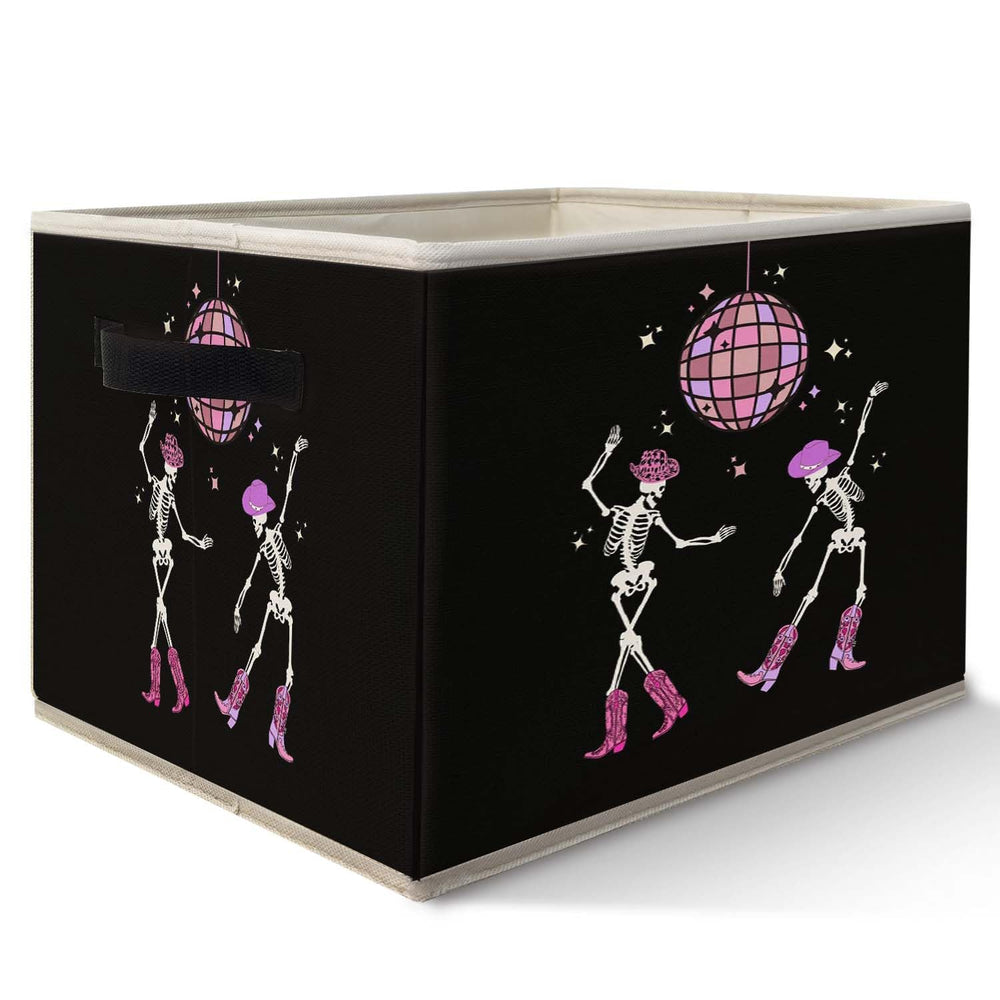 Likjad hot pink preppy skeleton storage bin on bedroom shelf for easy organization.