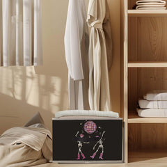 Likjad hot pink preppy skeleton storage bin serves as portable toybox for trips.