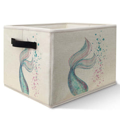 Likjad Ocean Mermaid Storage Bin folded for compact organization in small spaces.