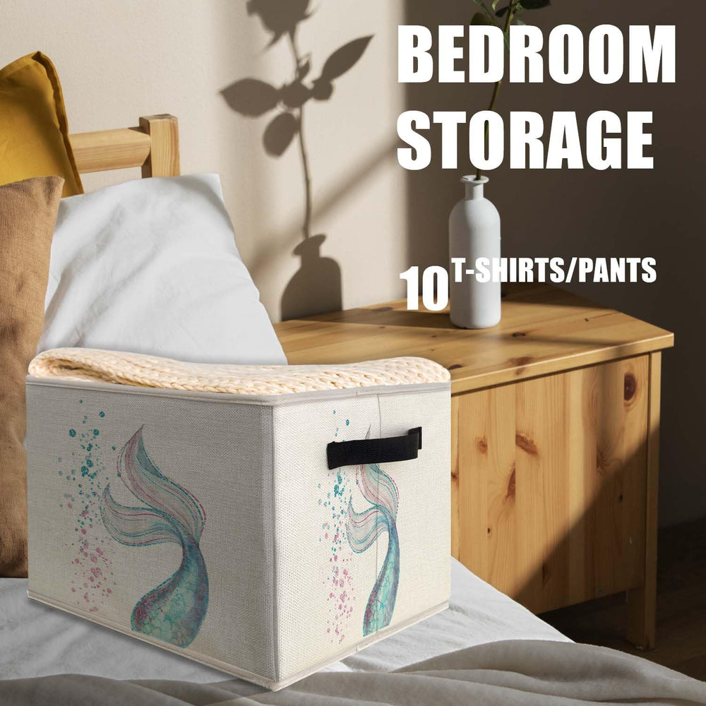 Likjad Ocean Mermaid Storage Bin side view highlights lightweight portable design.