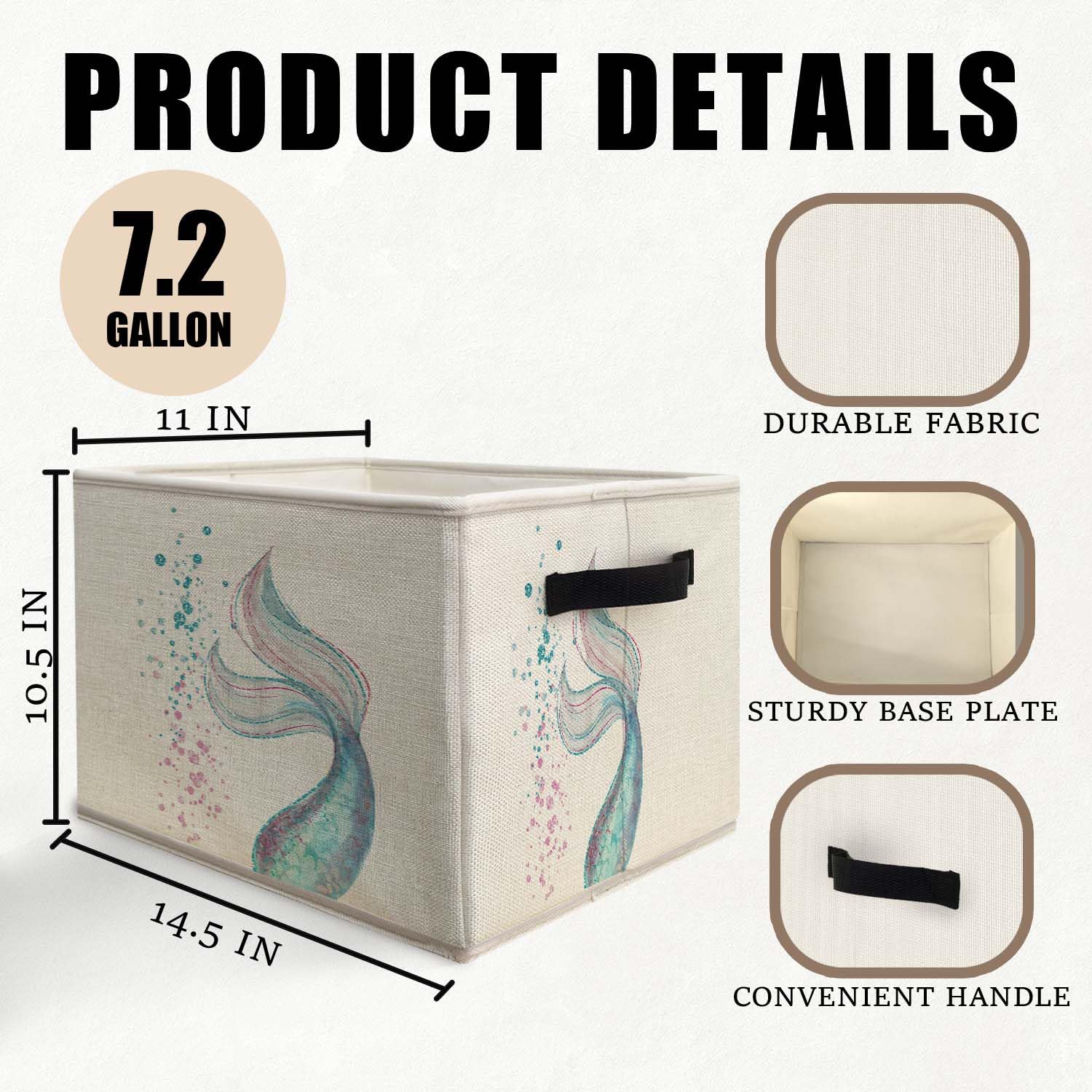 Likjad Ocean Mermaid Storage Bin travel-ready collapses for on-the-go organization.