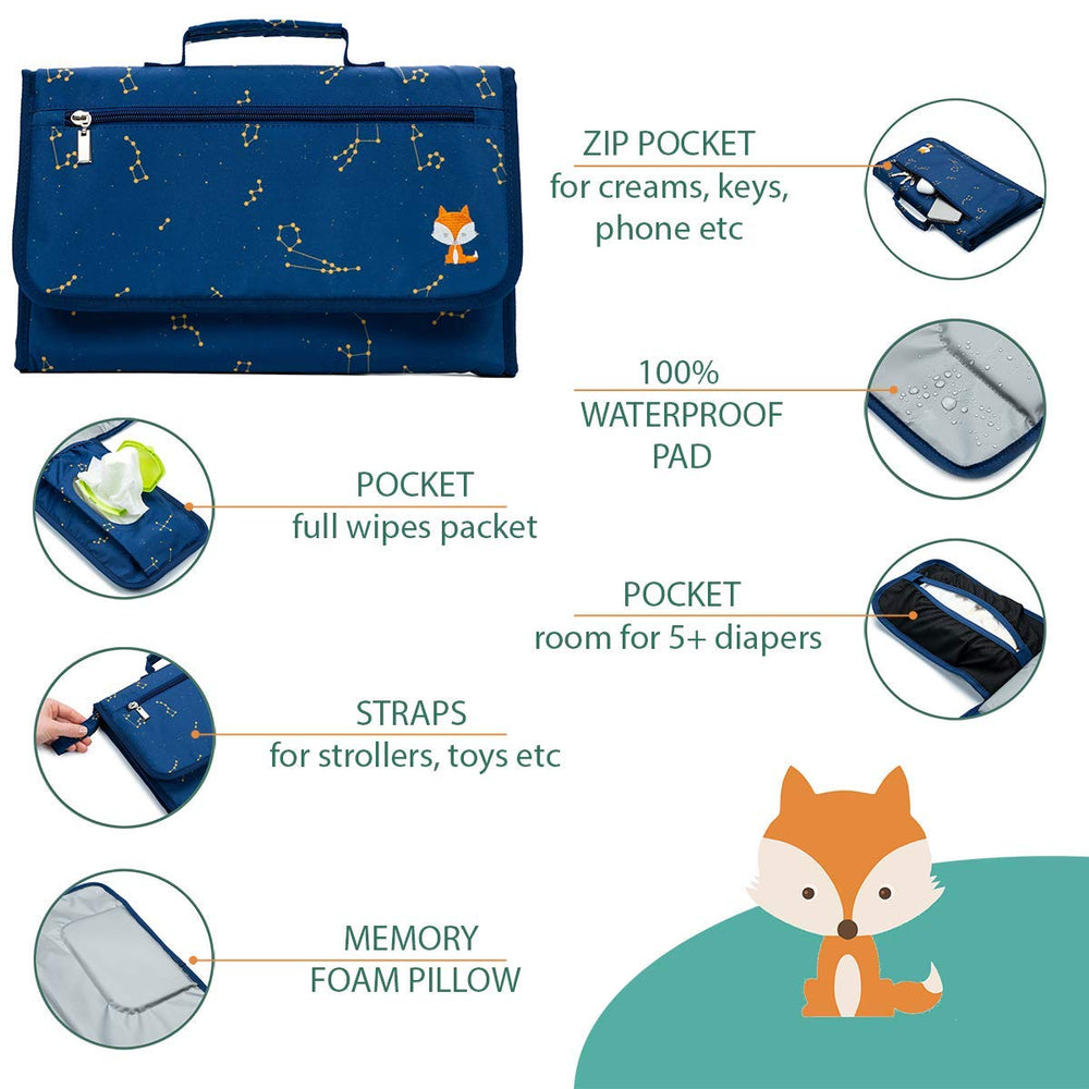 Lil Fox changing pad with space for five diapers for on the go