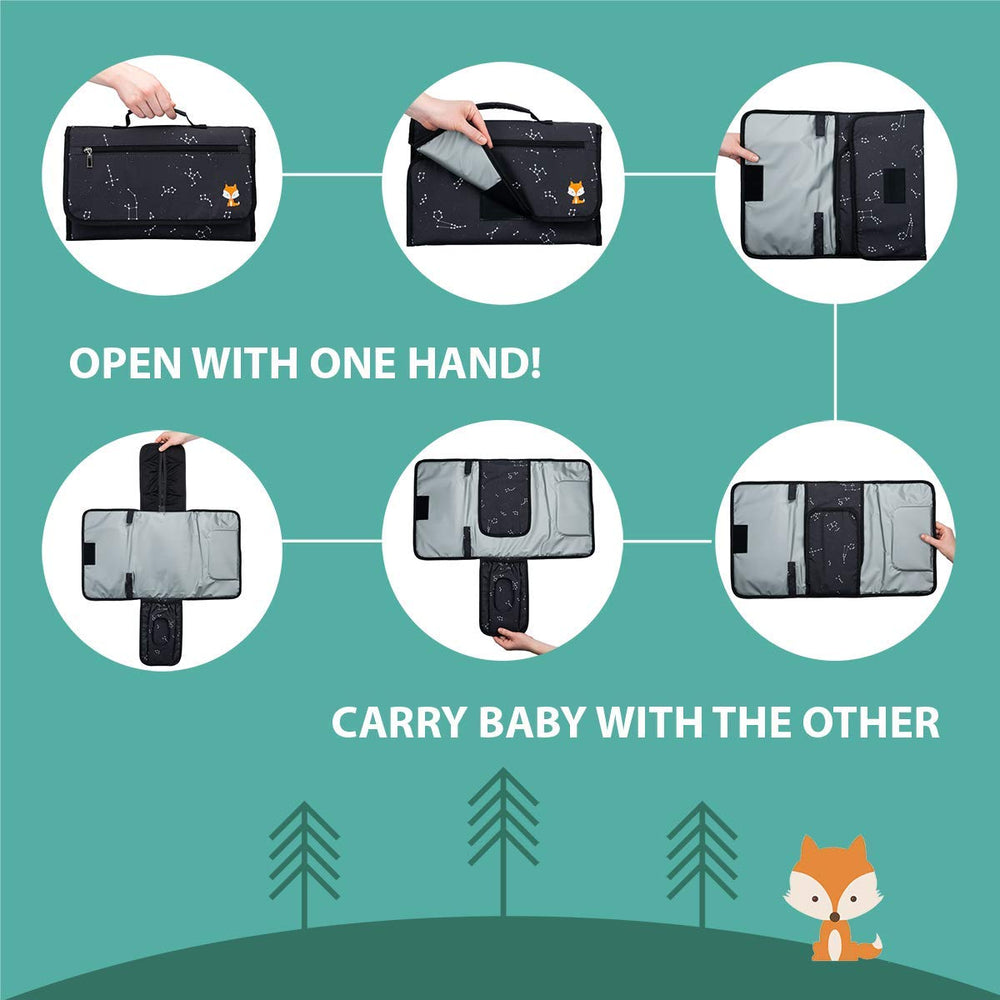 Lil Fox diaper pocket fits five diapers for fast, efficient changes