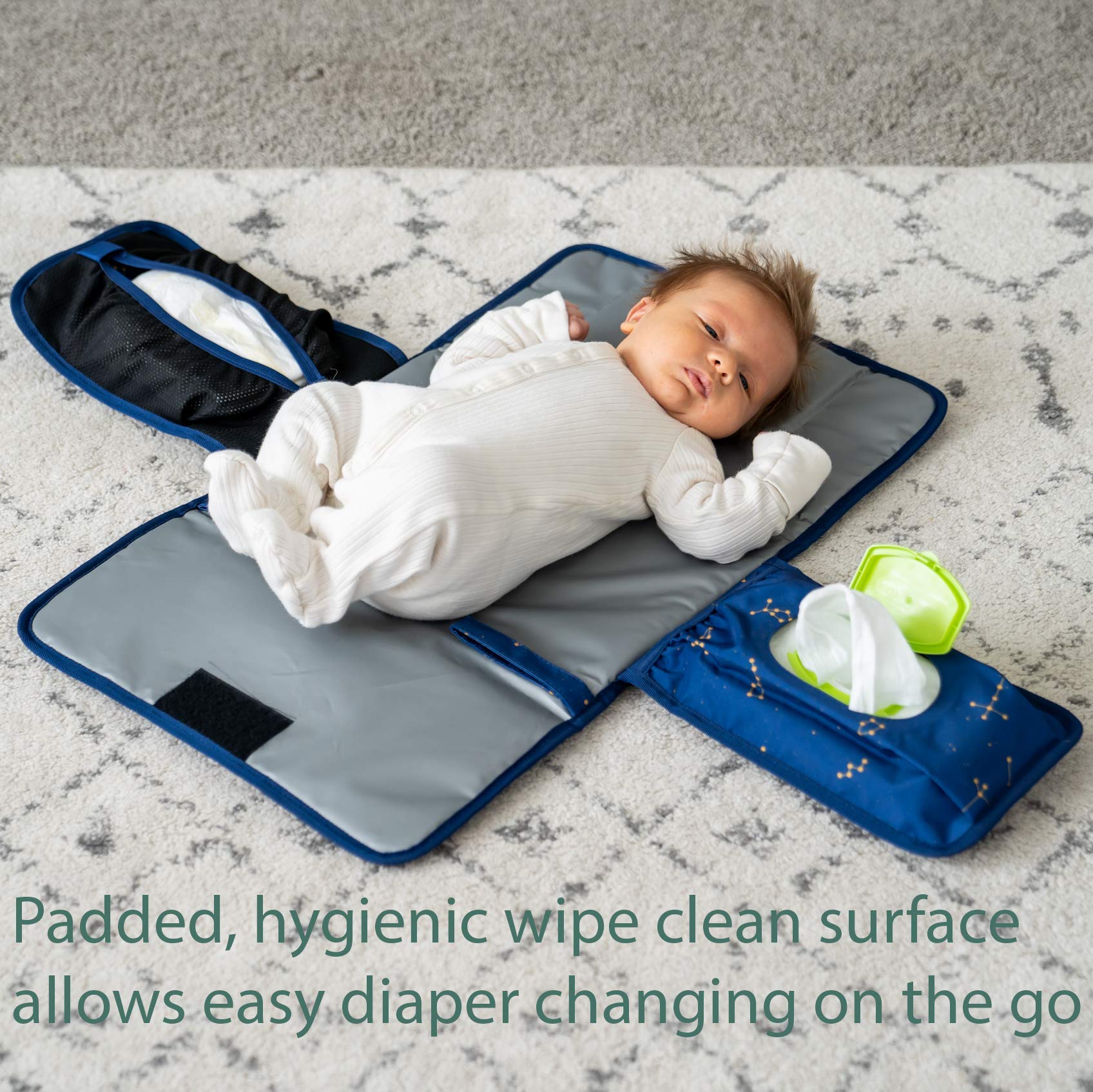 Lil Fox portable diaper pad with wipes pocket keeps essentials organized