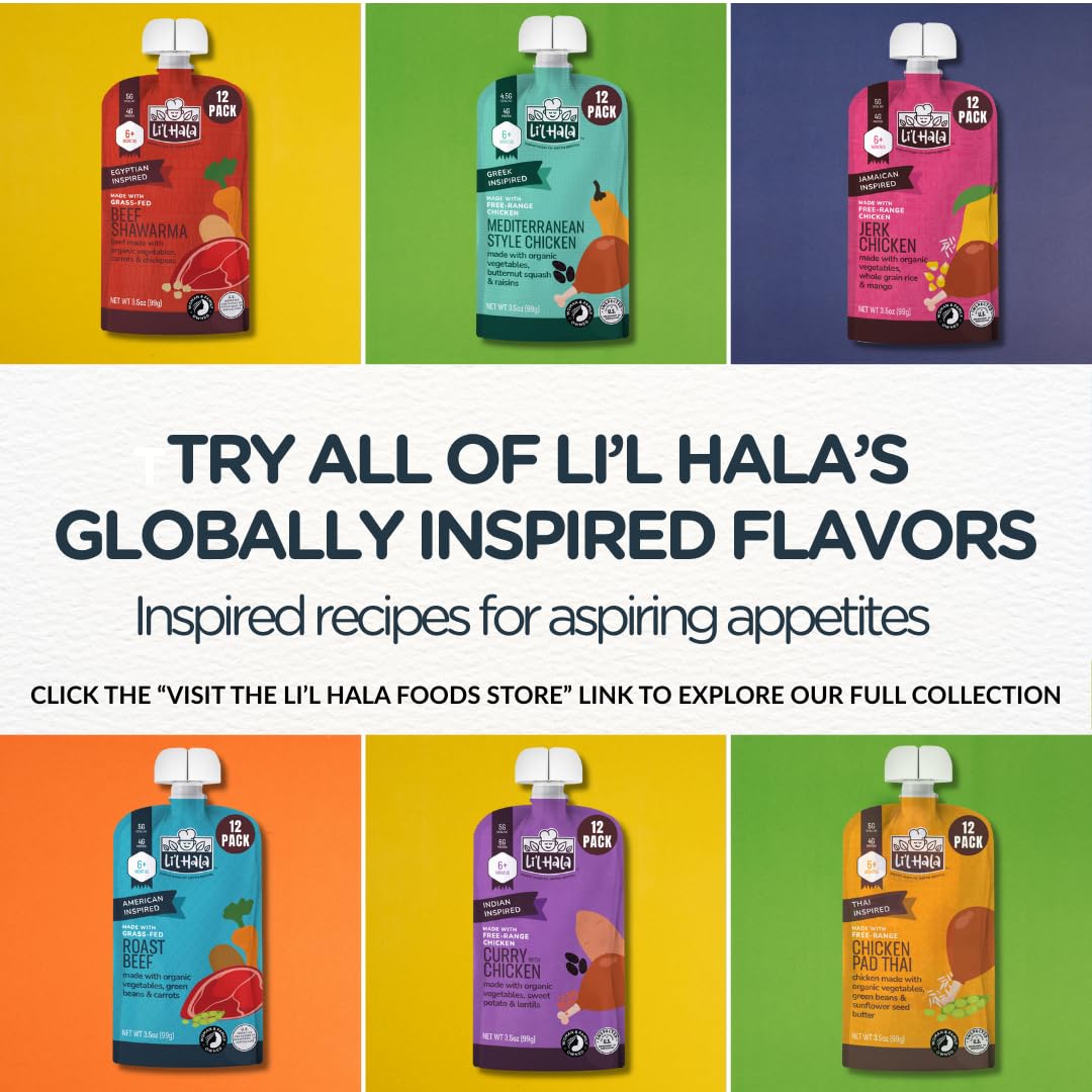 Li'l Hala ready-to-use pouch supports on-the-go family mealtime moments.