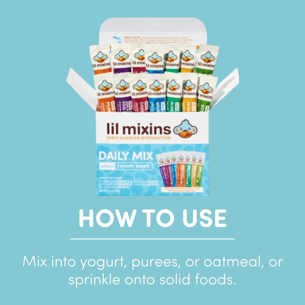Lil Mixins added to apple purée for a smooth feeding experience.