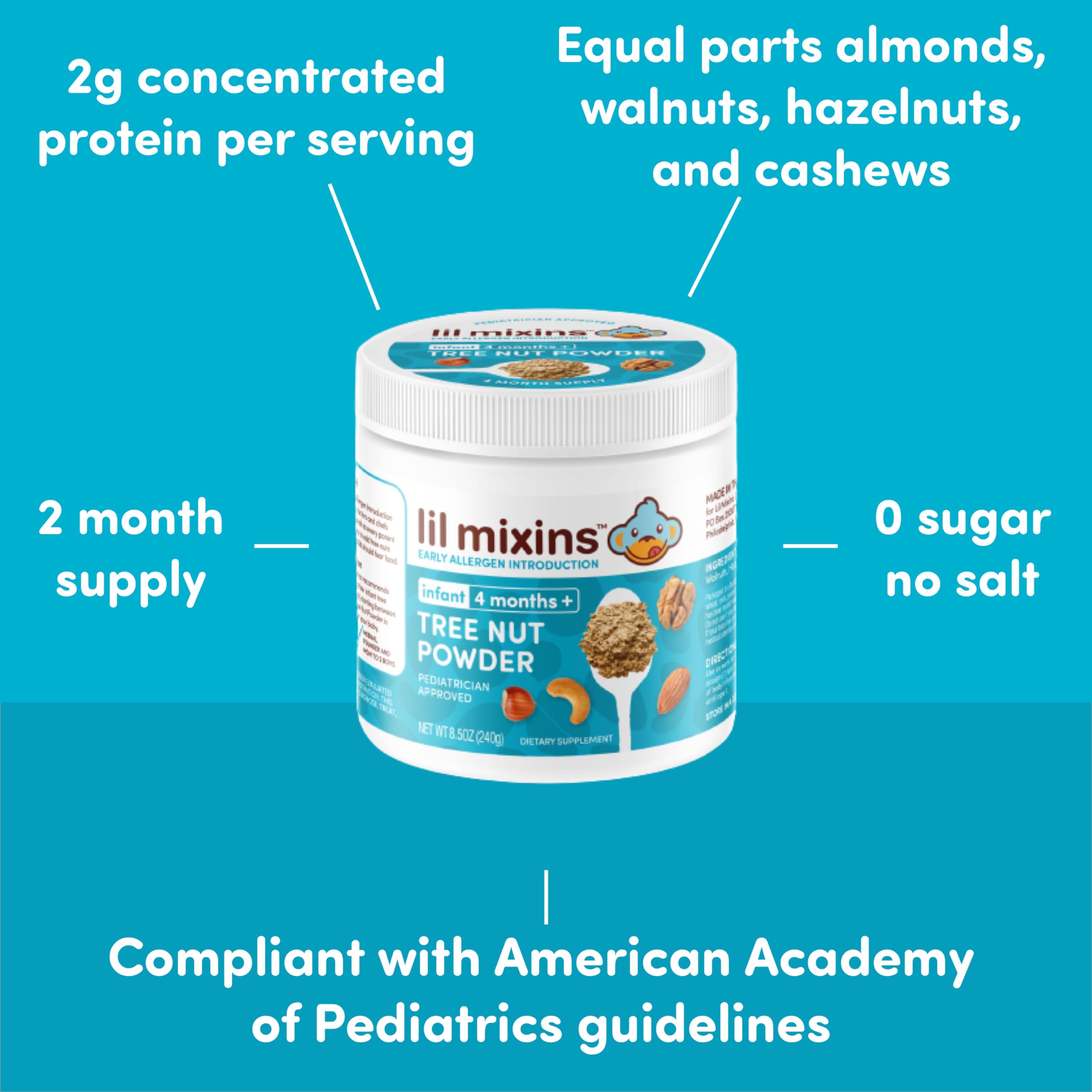 Lil Mixins tree-nut mix ingredients clearly separated for safe introduction