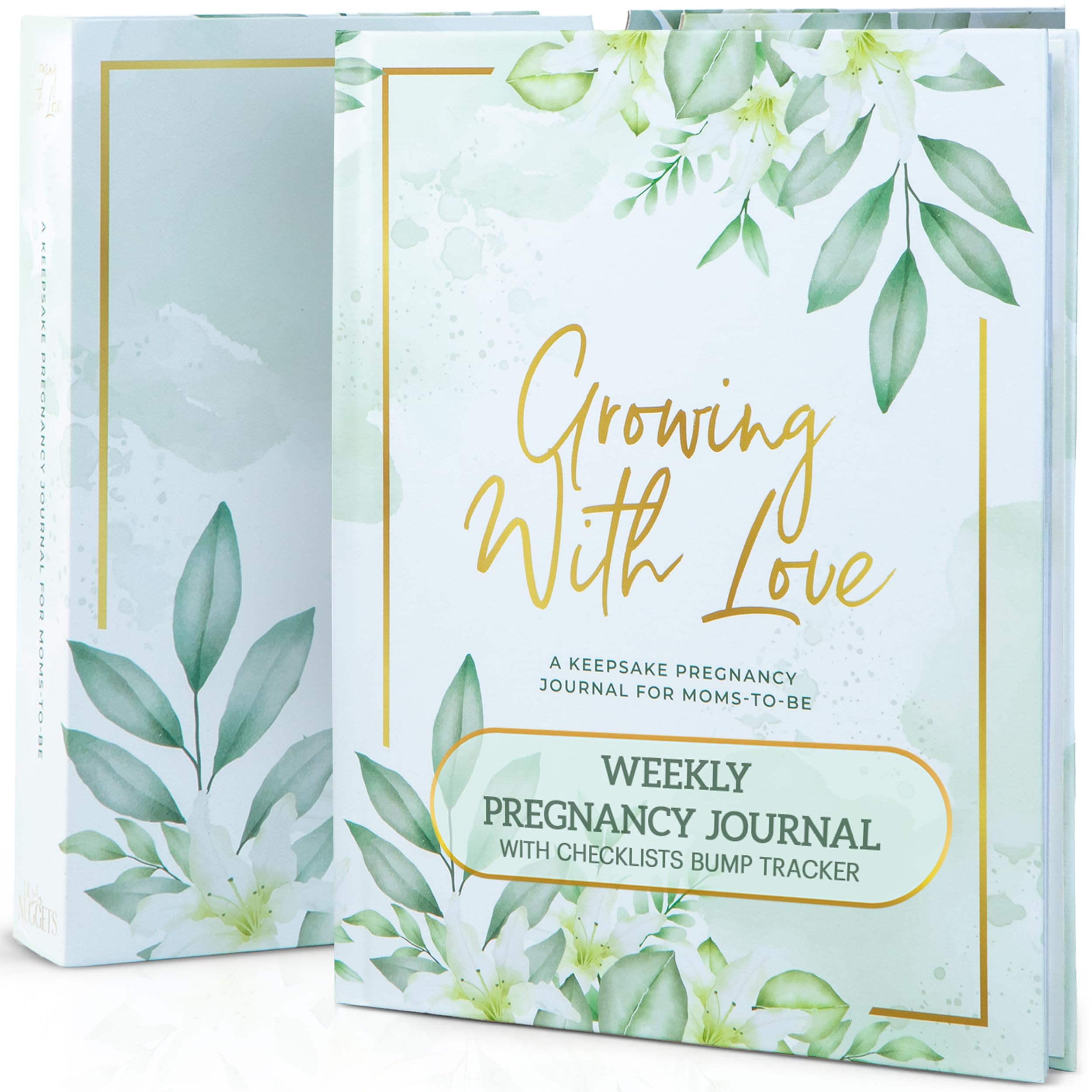 Lil Nuggets pregnancy journal cover shows a durable keepsake design for lasting memories.
