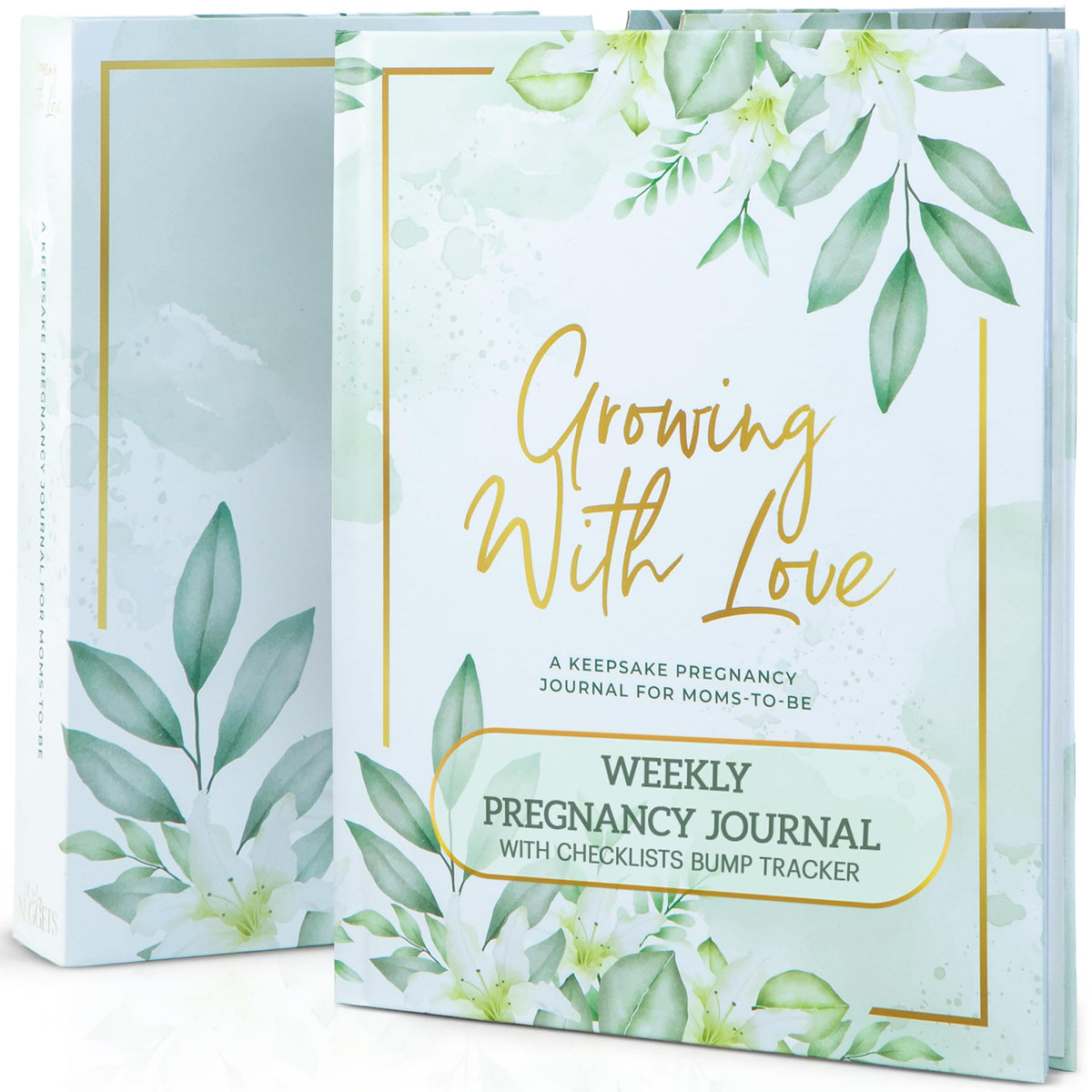 Lil Nuggets pregnancy journal cover shows a durable keepsake design for lasting memories.