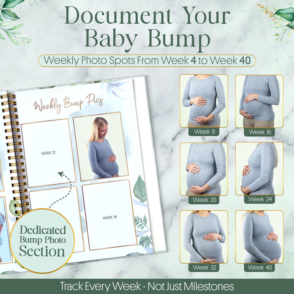 Lil Nuggets pregnancy journal with spiral binding for easy weekly writing and flat pages.