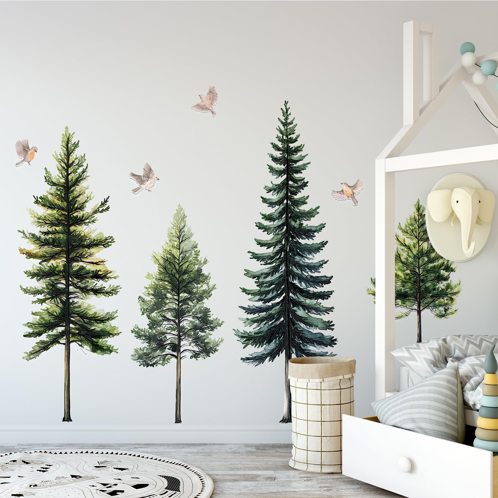 Lilacanthara pine tree wall decal set demonstrates a practical, DIY-friendly multi-sheet layout.