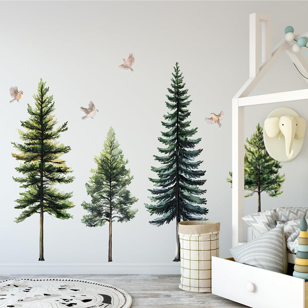 Lilacanthara pine tree wall decal set demonstrates a practical, DIY-friendly multi-sheet layout.