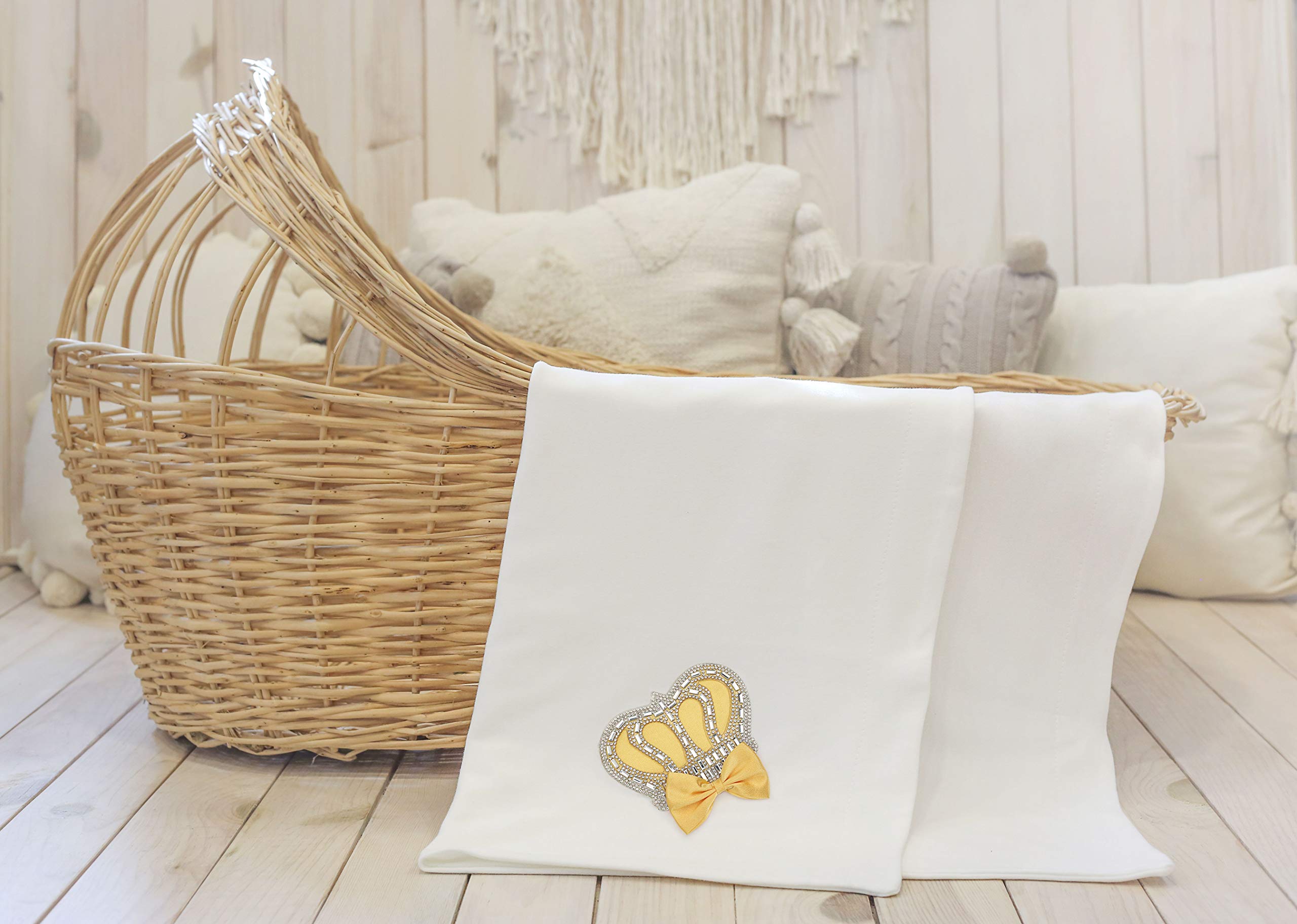 Lilax baby girl newborn jewels crown swaddle blanket yellow, worn on baby for elegant daily warmth.