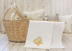 Lilax baby girl newborn jewels crown swaddle blanket yellow, worn on baby for elegant daily warmth.