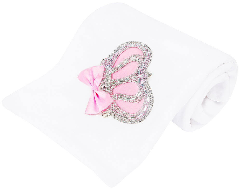 Lilax baby girl newborn jewels crown swaddle pink closeup soft cotton