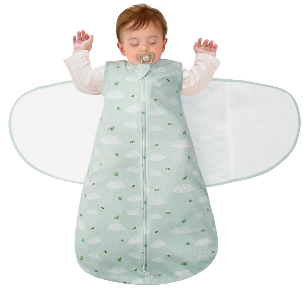 LILBESTIE swaddle sleep sack with wings demonstrates secure wrap for peaceful sleep.