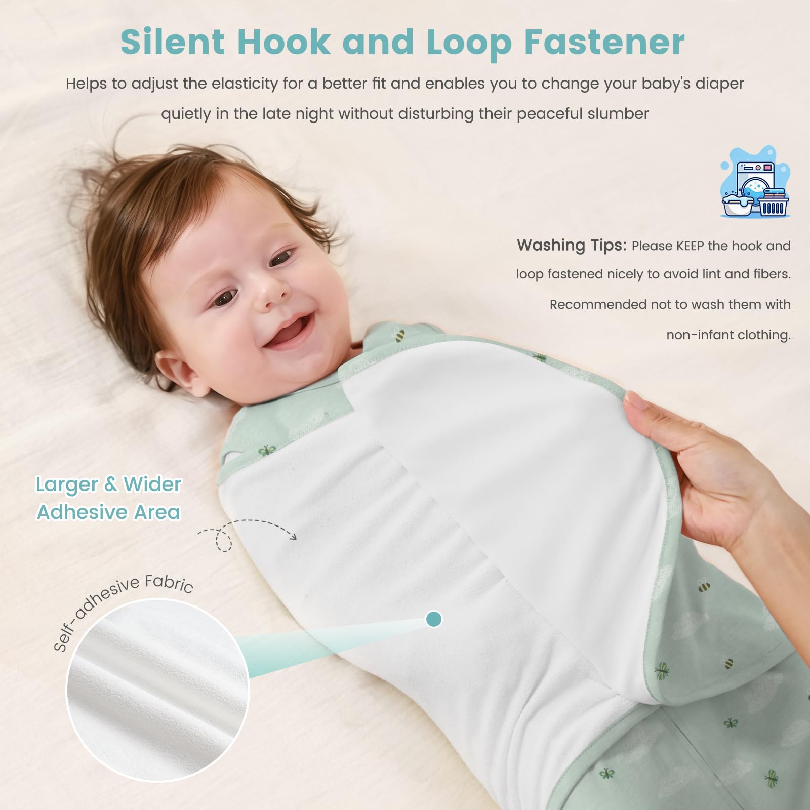 LILBESTIE two-way-zip swaddle design allows silent, diaper-change-friendly night routines.