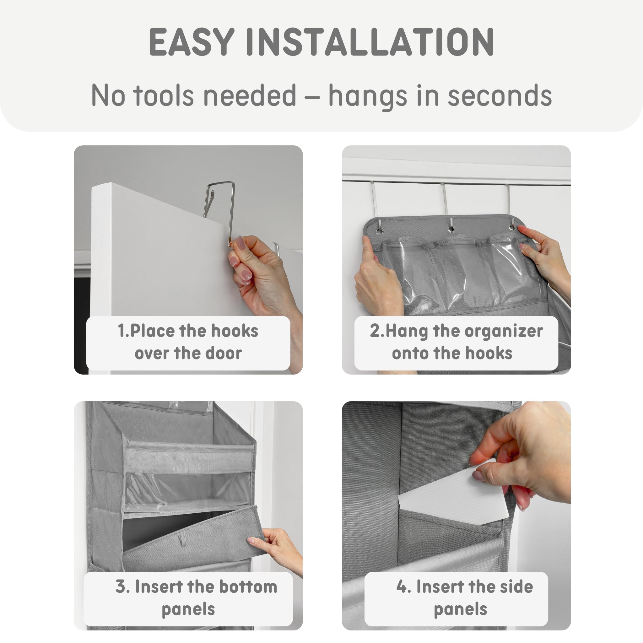 LILEKA back-of-door setup demonstrates door-friendly installation.