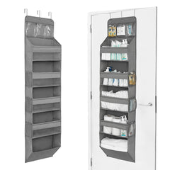 LILEKA heavy-duty over-the-door organizer front view shows six tiers for clutter control.