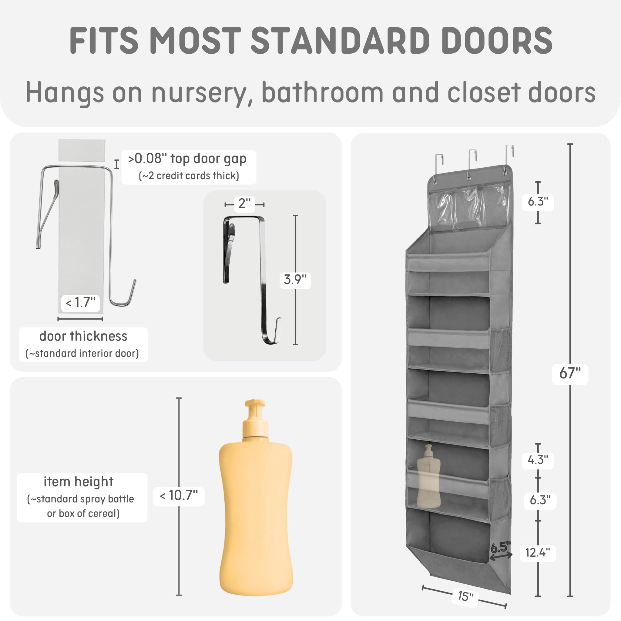 LILEKA organizer side view highlights compact footprint and door-hanging design.