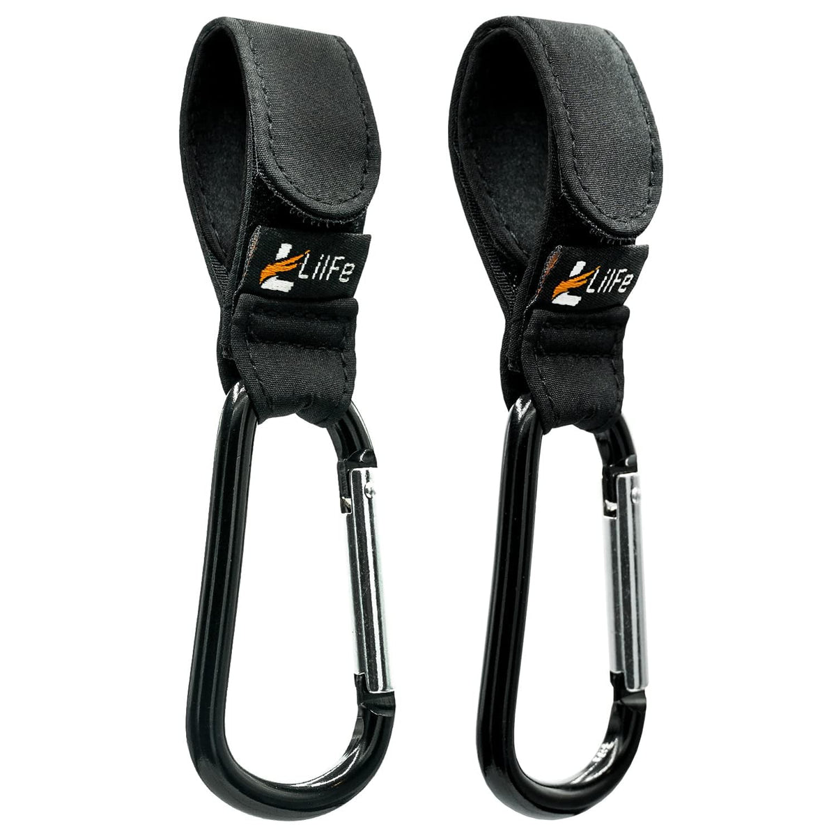 LilFe 2 Pcs Black Stroller Hooks hanging bags from stroller for hands-free strolls