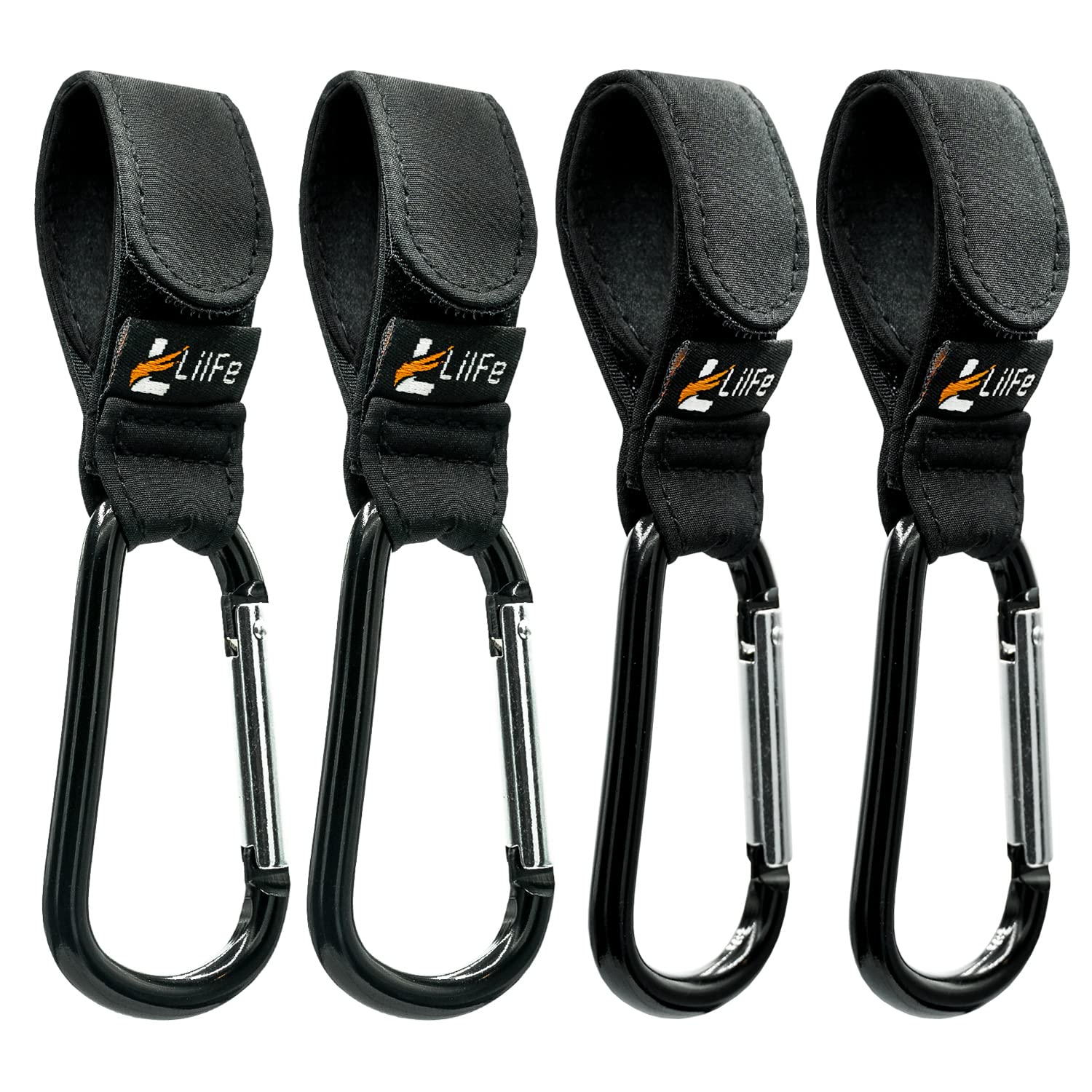 LilFe 4pcs stroller hooks pack clip-on for hands-free carrying on walks.
