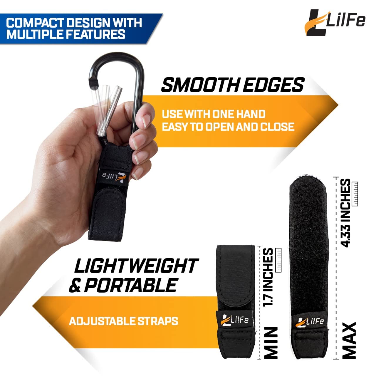LilFe stroller hooks close-up durable nylon for reliable everyday use.