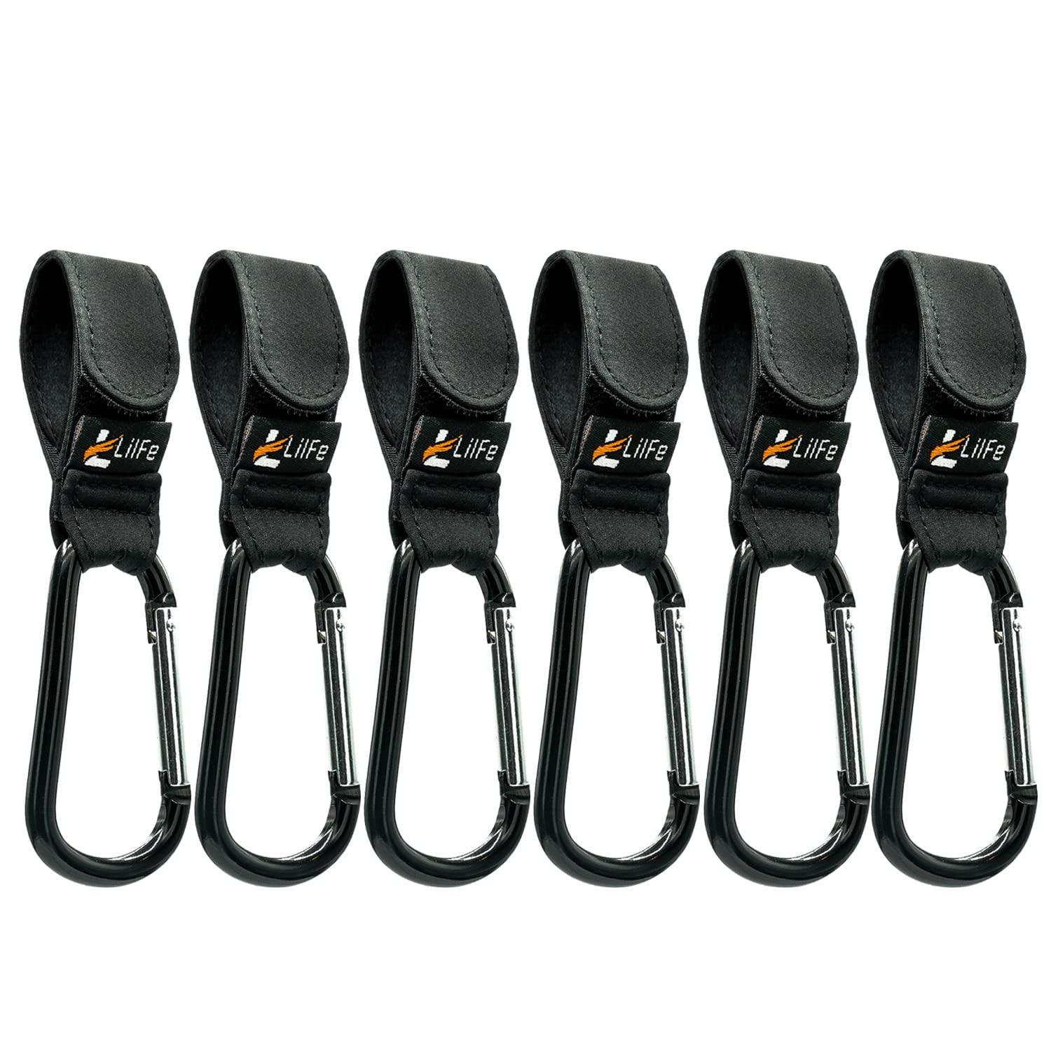 LilFe 6 Pcs stroller hooks on handle for hands-free strolling with bags.