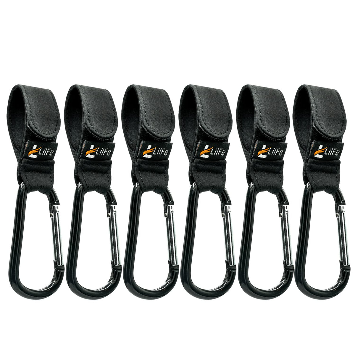 LilFe 6 Pcs stroller hooks on handle for hands-free strolling with bags.