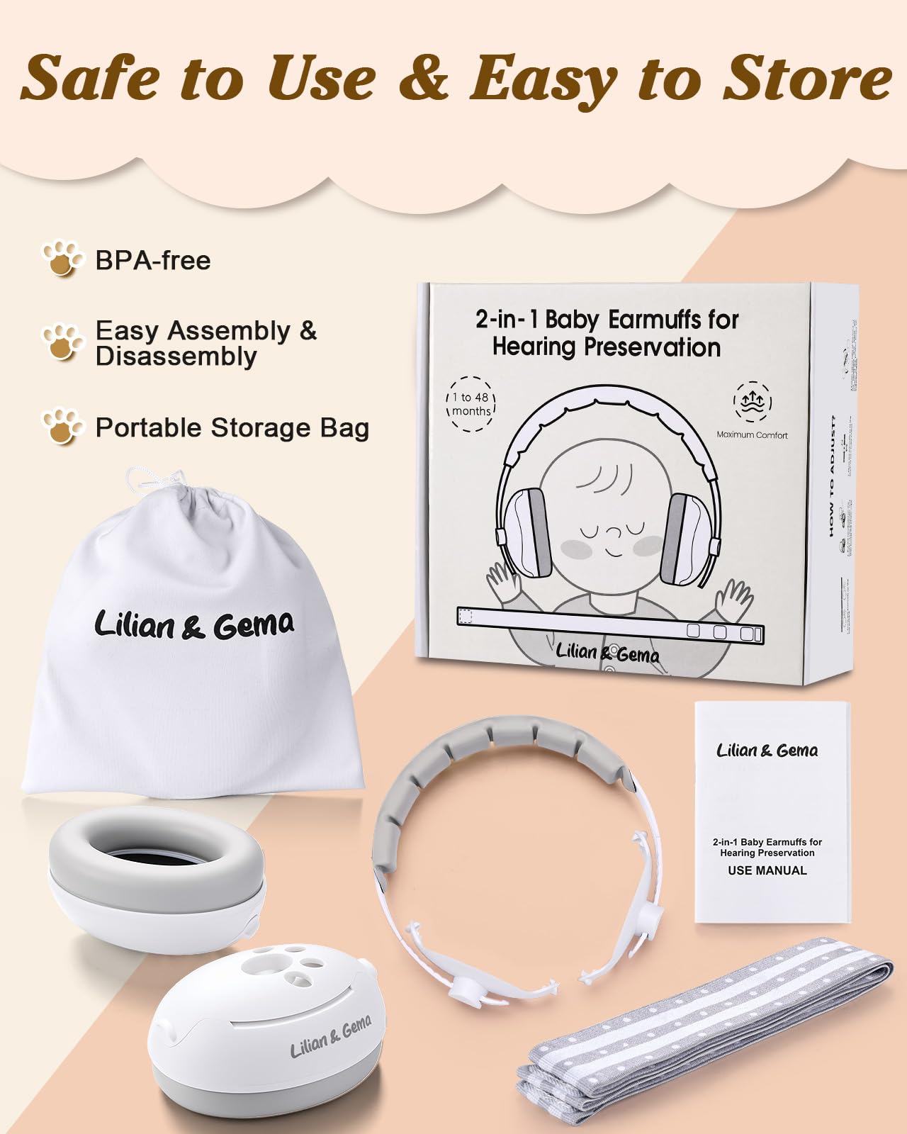 Lilian&Gema ear muffs in use during travel to soothe noisy environments