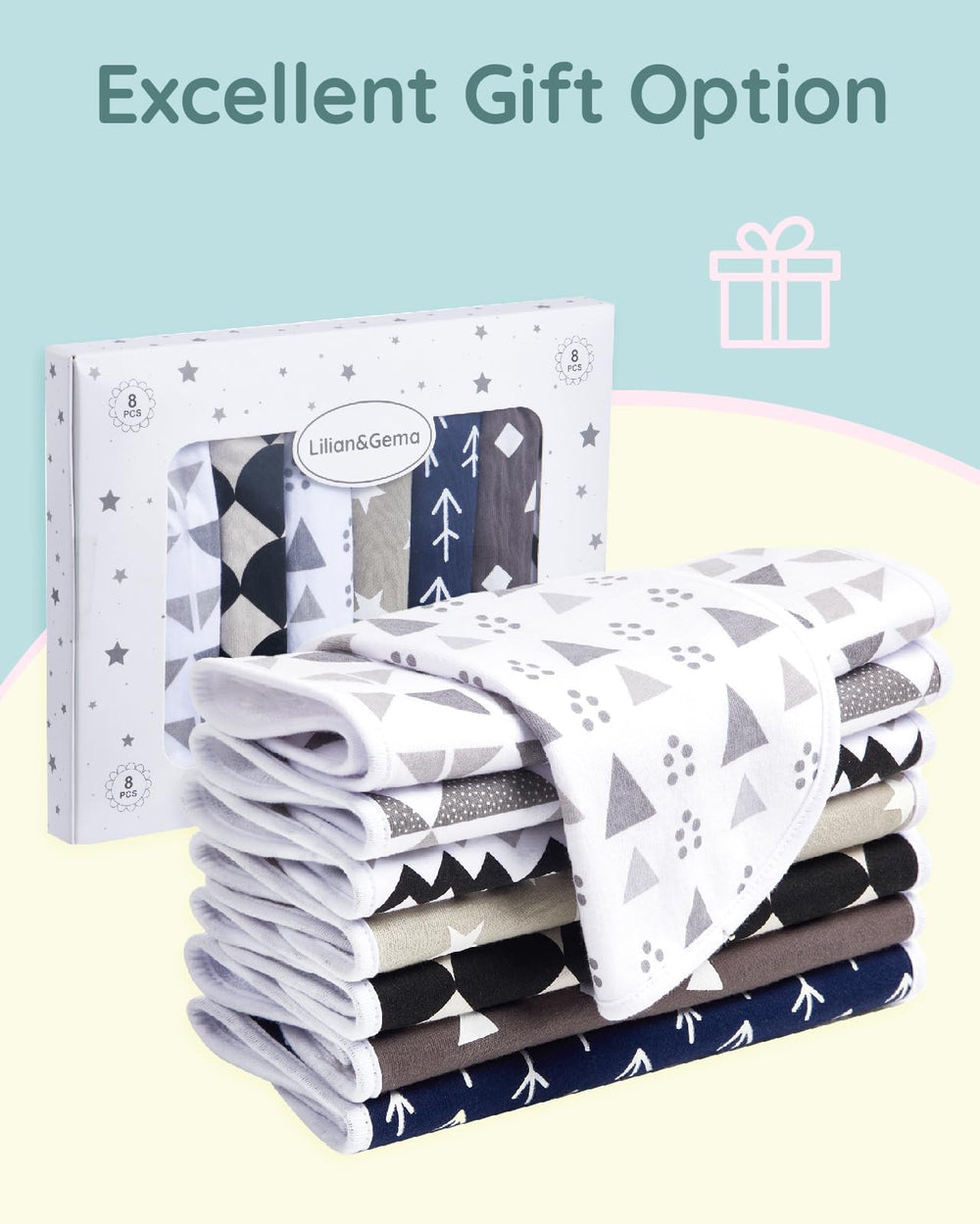 Lilian&Gema bibs double as burp cloths and washcloths for multitasking