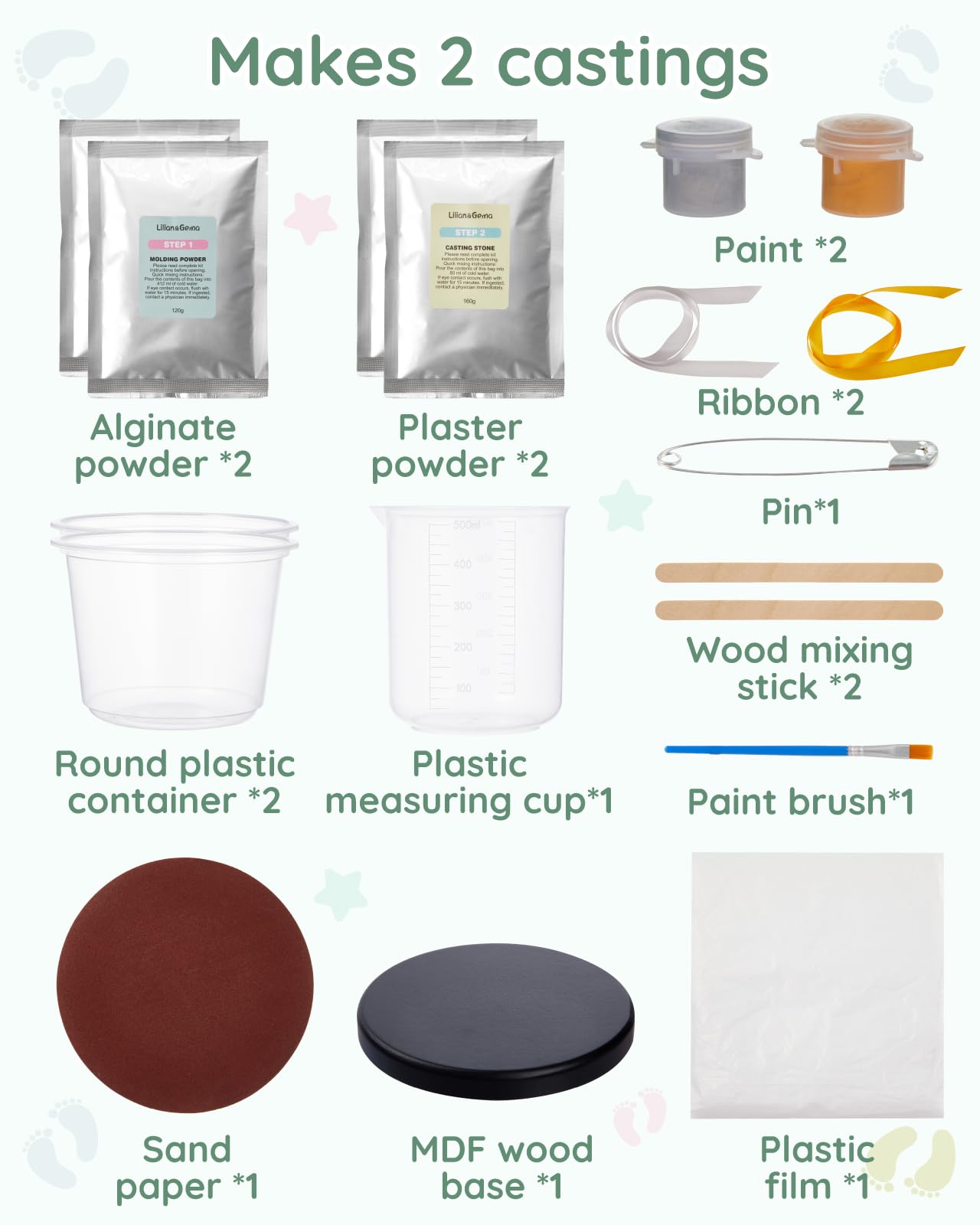 Lilian&Gema baby casting kit components essential tools for safe detailed impressions.