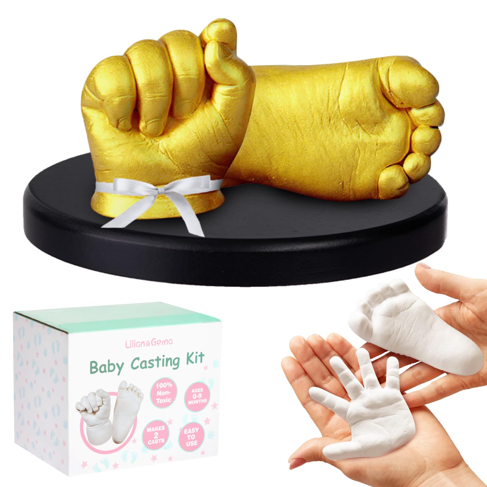 Lilian&Gema baby casting kit front cover shows an all-in-one keepsake starter for newborn memories.