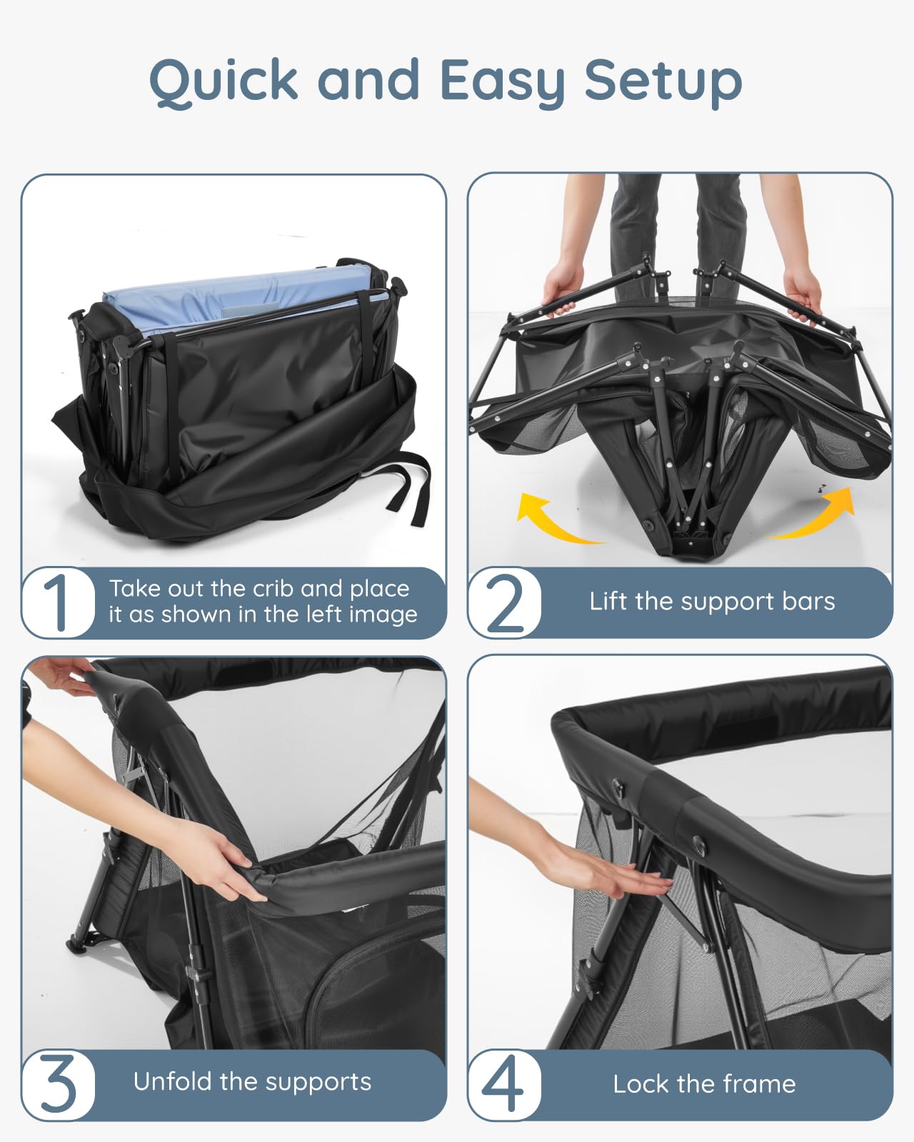 Lilian&Gema foldable setup image shows no assembly convenience.