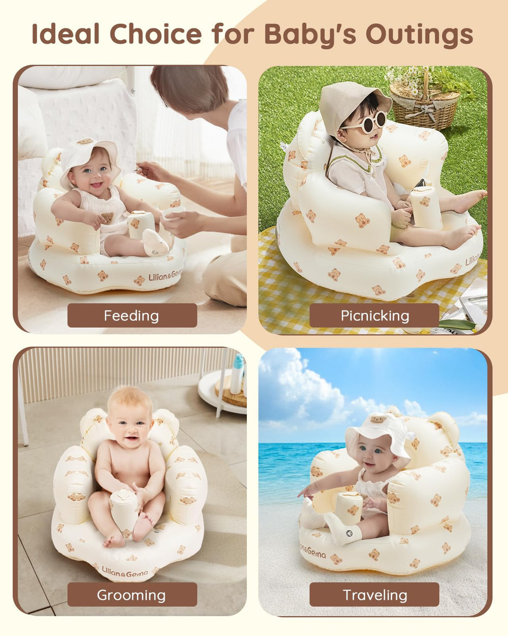 Lilian&Gema inflatable baby seat ideal for feeding times